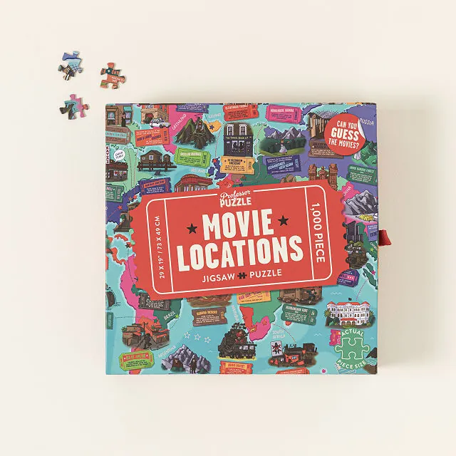Movie location puzzle from Uncommon Goods for the best 12th wedding anniversary gift ideas