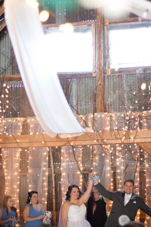 String Lights and Draping at Belsolda Barn Ceremony