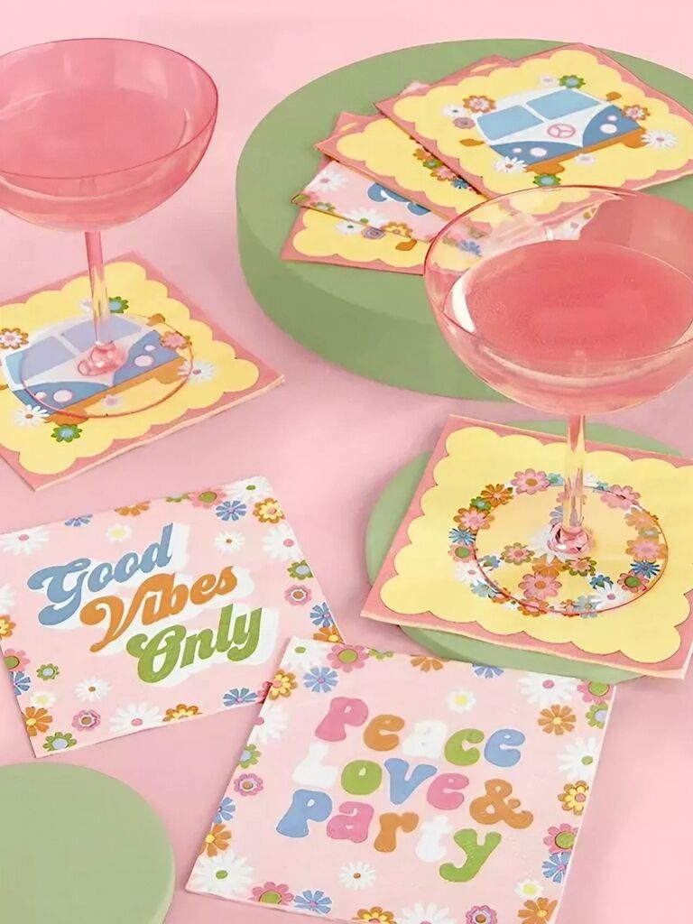 Retro napkins for 70s themed bachelorette party