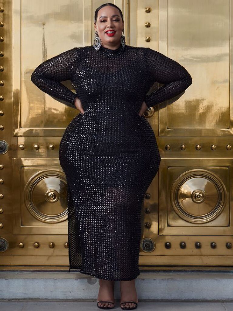 Black sheer column maxi dress