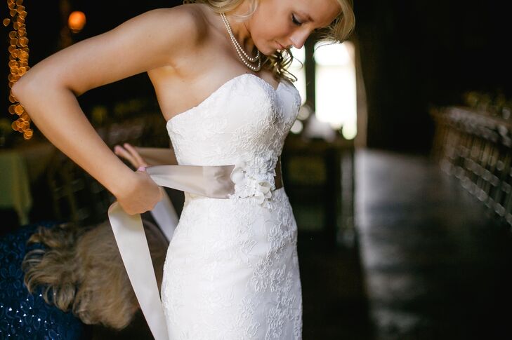 Lace Wedding Dress Taupe Sash