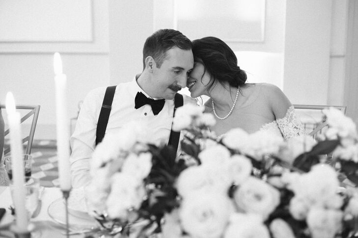 Bride and Groom Seated at Reception