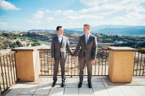 Gray Suits, Purple Tie and Bow Tie