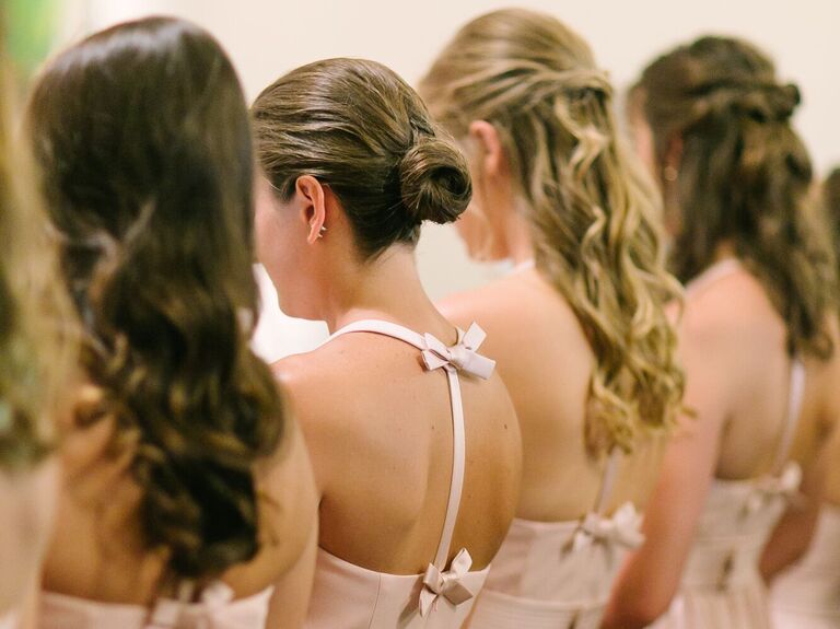 Bridesmaid updo high ballerina bun