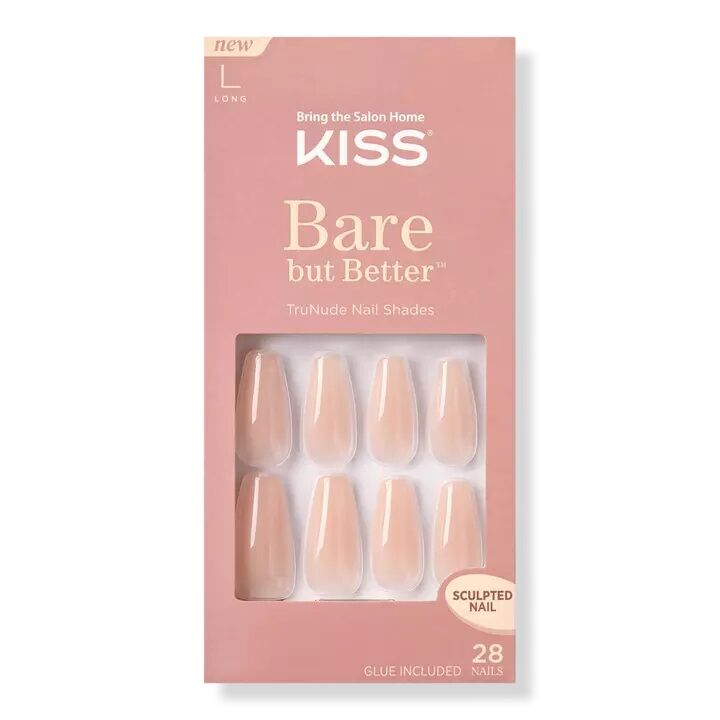 Box of natural light pink press-on nails. 
