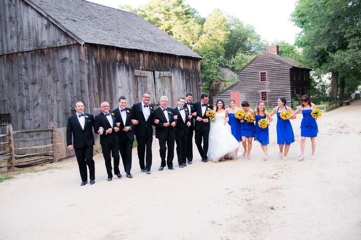 Kristin let her bridesmaids choose their own dress, as long as they were royal blue. They turned out beautifully!