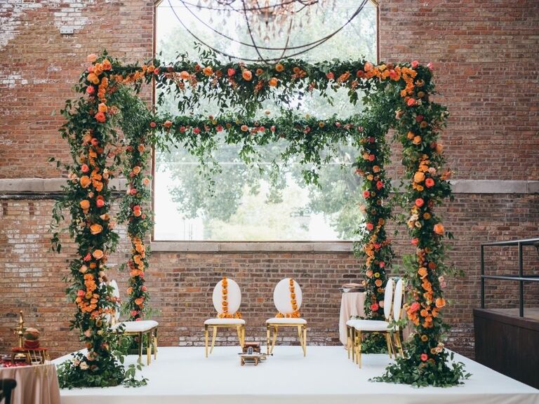 green-and-orange mandap