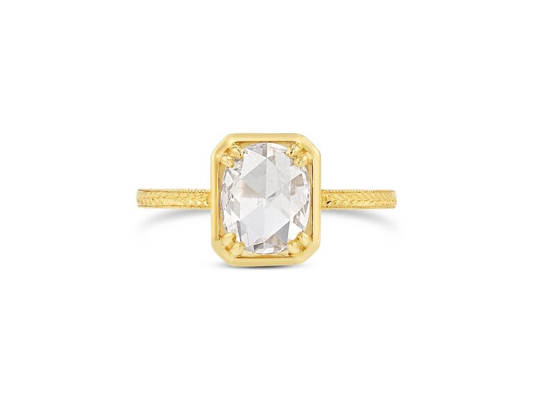 oval rose cut diamond engagement ring