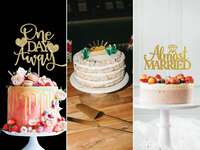 Collage of three rehearsal dinner cake ideas