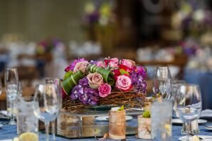 Bird's Nest Centerpiece Filled With Flowers
