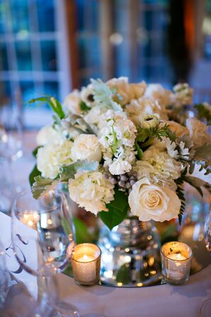 Ivory Rose and Anemone Floral Centerpiece