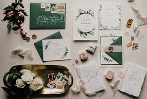 Green-and-White Invitations for Wedding in Western Michigan