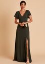 Birdy Grey Hannah Dress in Crepe Olive V-Neck Bridesmaid Dress - thumbnail - 4