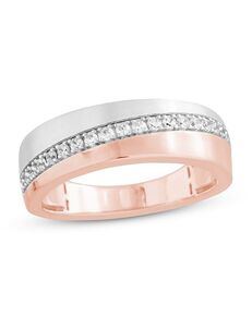 Kay Jewelers Men's Diamond Wedding Band 1/3 ct tw Round-cut 10K Two-Tone Gold Rose Gold Wedding Ring