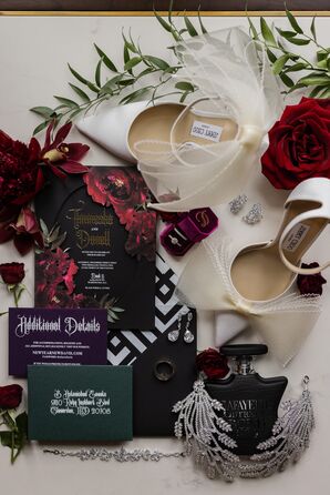 Moody Purple and Black Wedding Invitation Suite