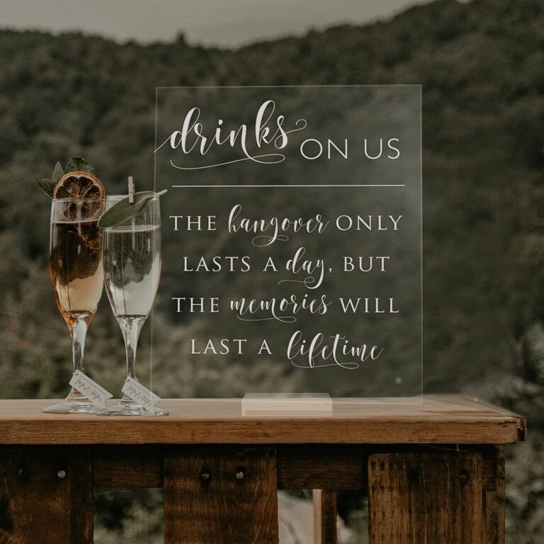 Making memories acrylic wedding bar sign with lettering for wedding