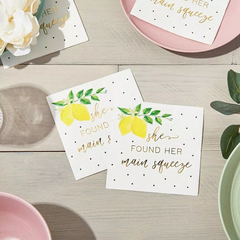 Main squeeze napkins for lemon-themed bridal shower