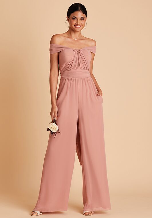 Birdy Grey Gigi Convertible Jumpsuit in Chiffon Dusty Rose Sweetheart Bridesmaid Dress - 3