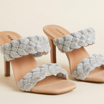 high heels with dual woven crystal straps