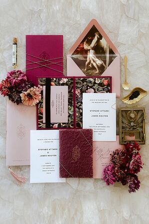 Burgundy Jewel-Tone Wedding Invitation Suite