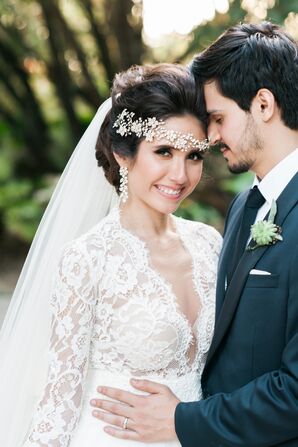 Embellished Floral Headband and Matching Drop Earrings