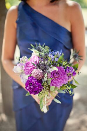 Blue and Purple Bridesmaid Bouquets