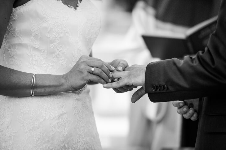 Bride and Groom Exchanging Rings