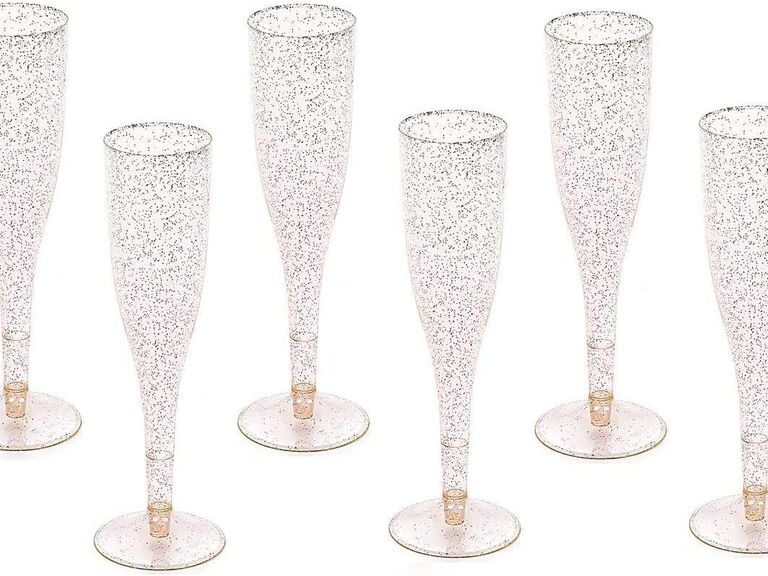 Glittery champagne glasses.