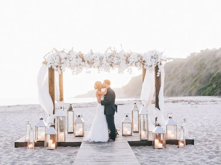 Lanterns on the Beach wedding lighting idea