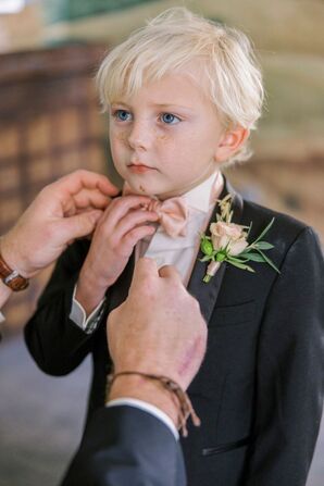 Ring Bearer Getting Ready for Wedding at The Faulkner in Jackson, Mississippi