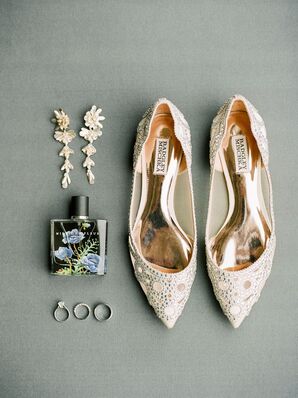 Romantic Bridal Ballet Flats and Drop Earrings