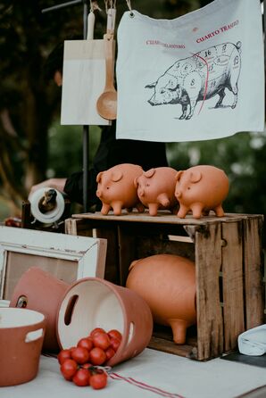 Rustic Pig-Themed Dinner Station