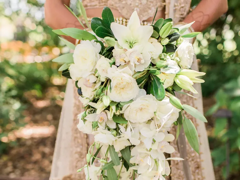 Cascading White and Green Bouquet