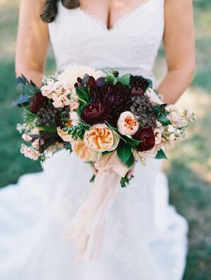 Dramatic Blush and Plum Bridal Bouquet