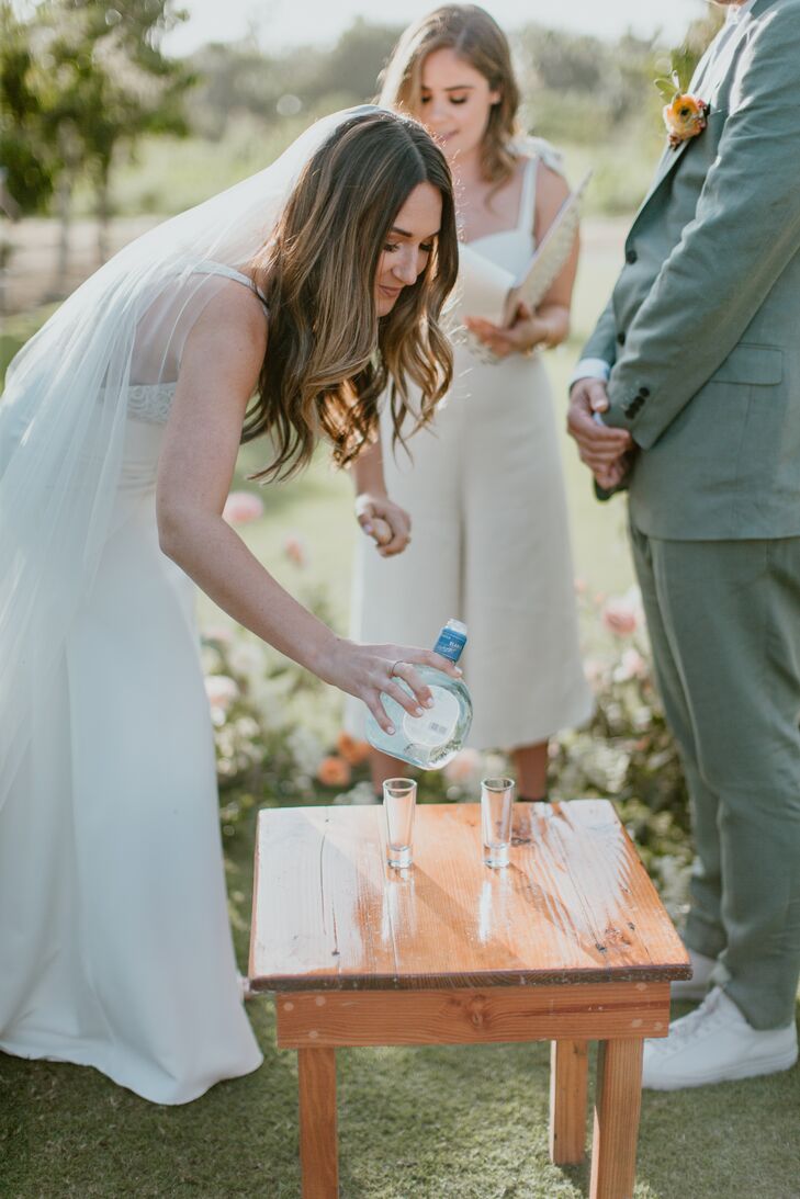 Tequila Shot During Modern Wedding Ceremony