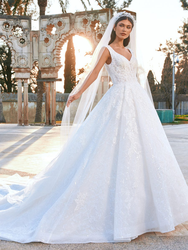 plunging v neck wedding dress