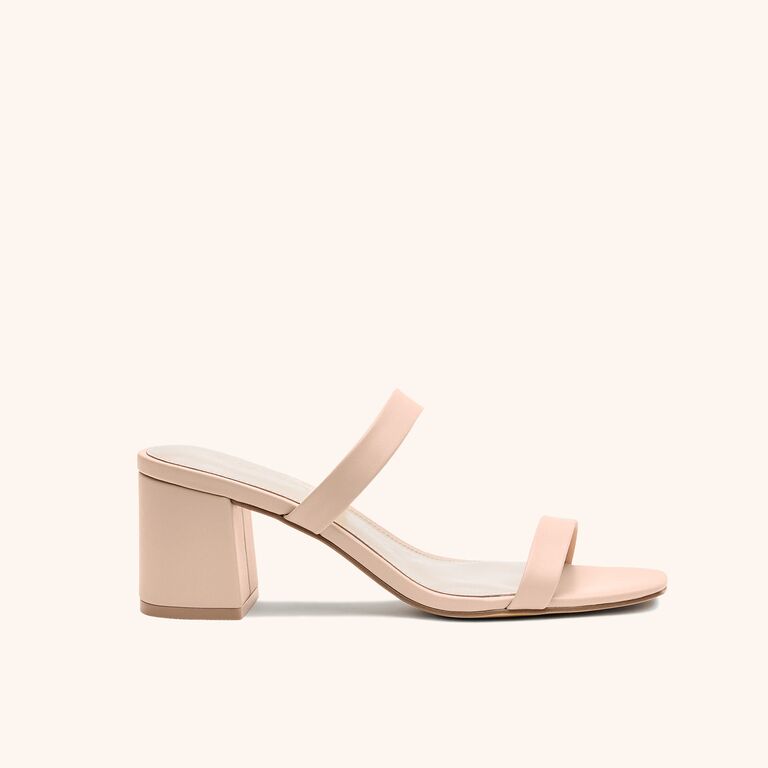 Chunky blush bridesmaid heels from Birdy Grey