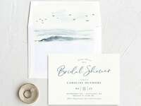 Blue and white nautical theme beach bridal shower invitation