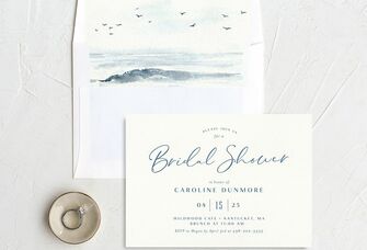 Blue and white nautical theme beach bridal shower invitation