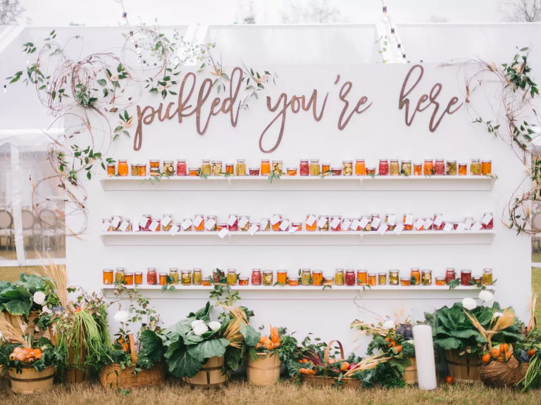 Pickle Escort Card Wall for a fun country-style wedding