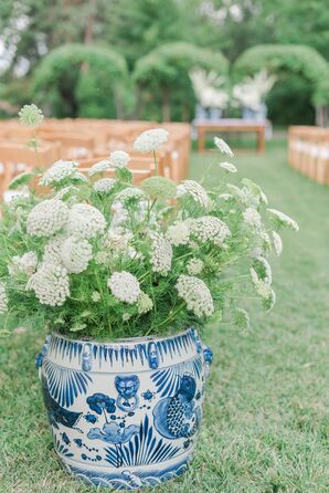 Simple Queen Anne's Lace Arrangement in Chinoiserie Vase