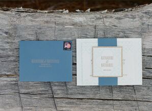 Printed Mint and Gold Glitter Wedding Invitations