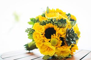 Yellow Succulent and Sunflower Bridal Bouquet