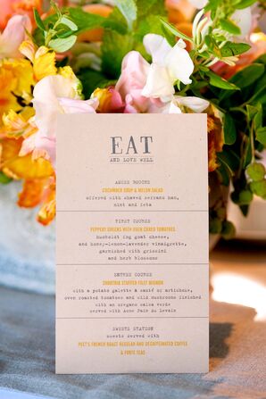 Vintage Style Menu Card