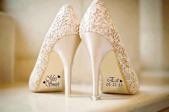 Lace wedding shoes on window sill