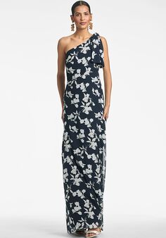 Sachin & Babi Chelsea Gown - Navy Venetia Petal One Shoulder Bridesmaid Dress