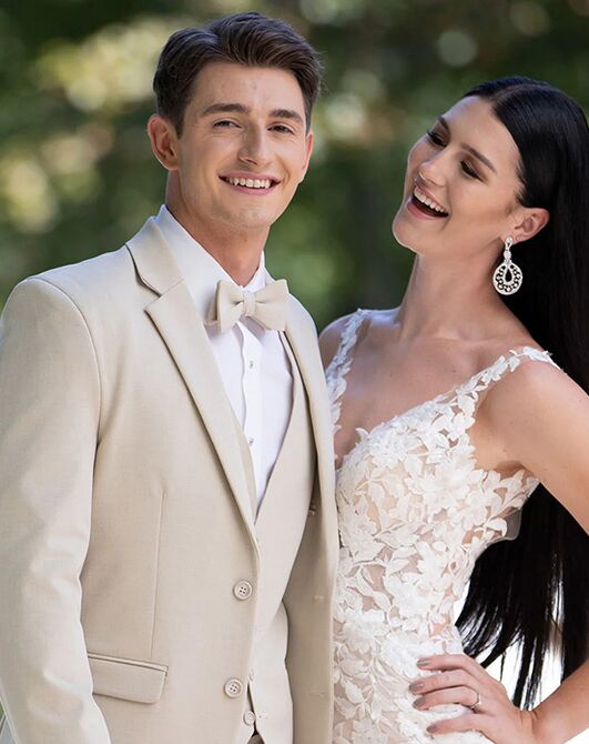 BLACKTIE METRO Tan Wedding Suit Champagne Tuxedo - 5