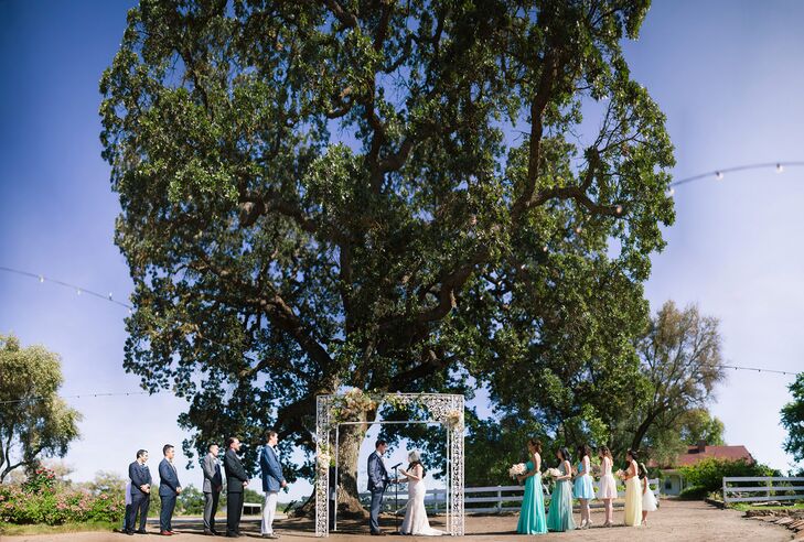 From the beginning of their wedding planning, Ryan wanted to get married underneath a large oak tree. So when they had their outdoor ceremony at Santa Margarita Ranch, they selected a large tree on the property to say their vows in front of.