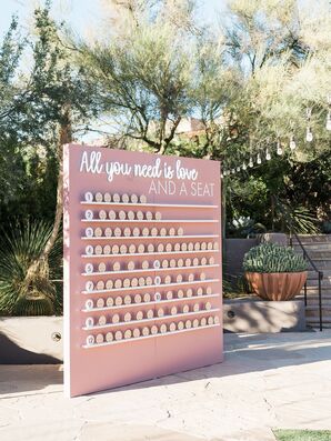 Peach-Hued Escort Card Wall in Scottsdale, Arizona