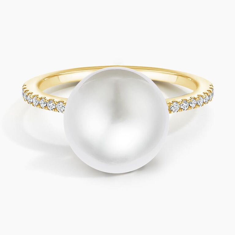 Cultured pearl and diamond cocktail engagement ring from Brilliant Earth